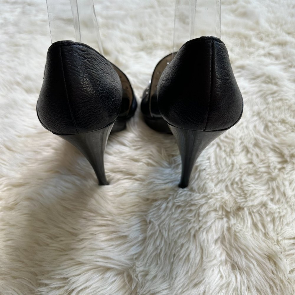 MICHAEL Michael Kors Black Crossover Buckle Open Toe Heels Women's 7.5 - Picture 4 of 6